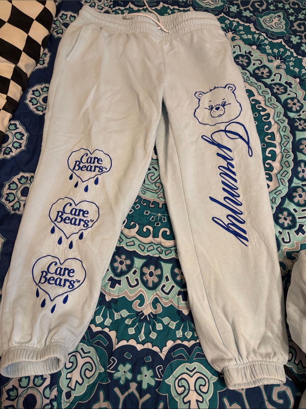 Care Bears Light Blue Joggers with Blue Logo Graphics
